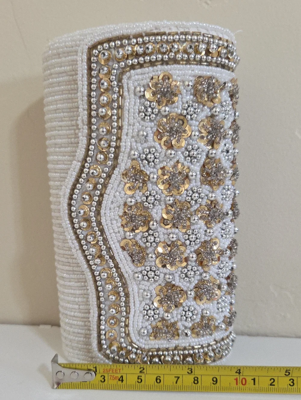 Embellished White & Gold Evening Clutch